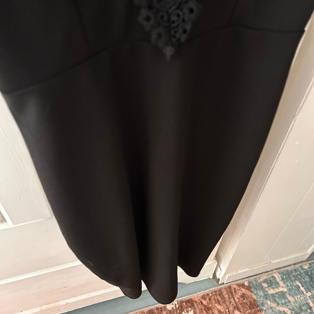 Charlotte Russe Black Lace Detail Dress with Straps and Back Slit, EXCELLENT UC - Picture 8 of 11